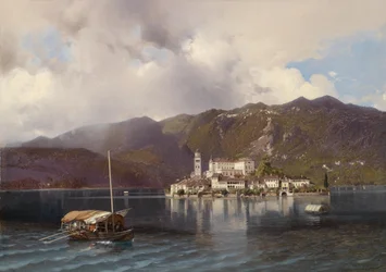 View of Isola San Giulio in Lake Orta, Piedmont